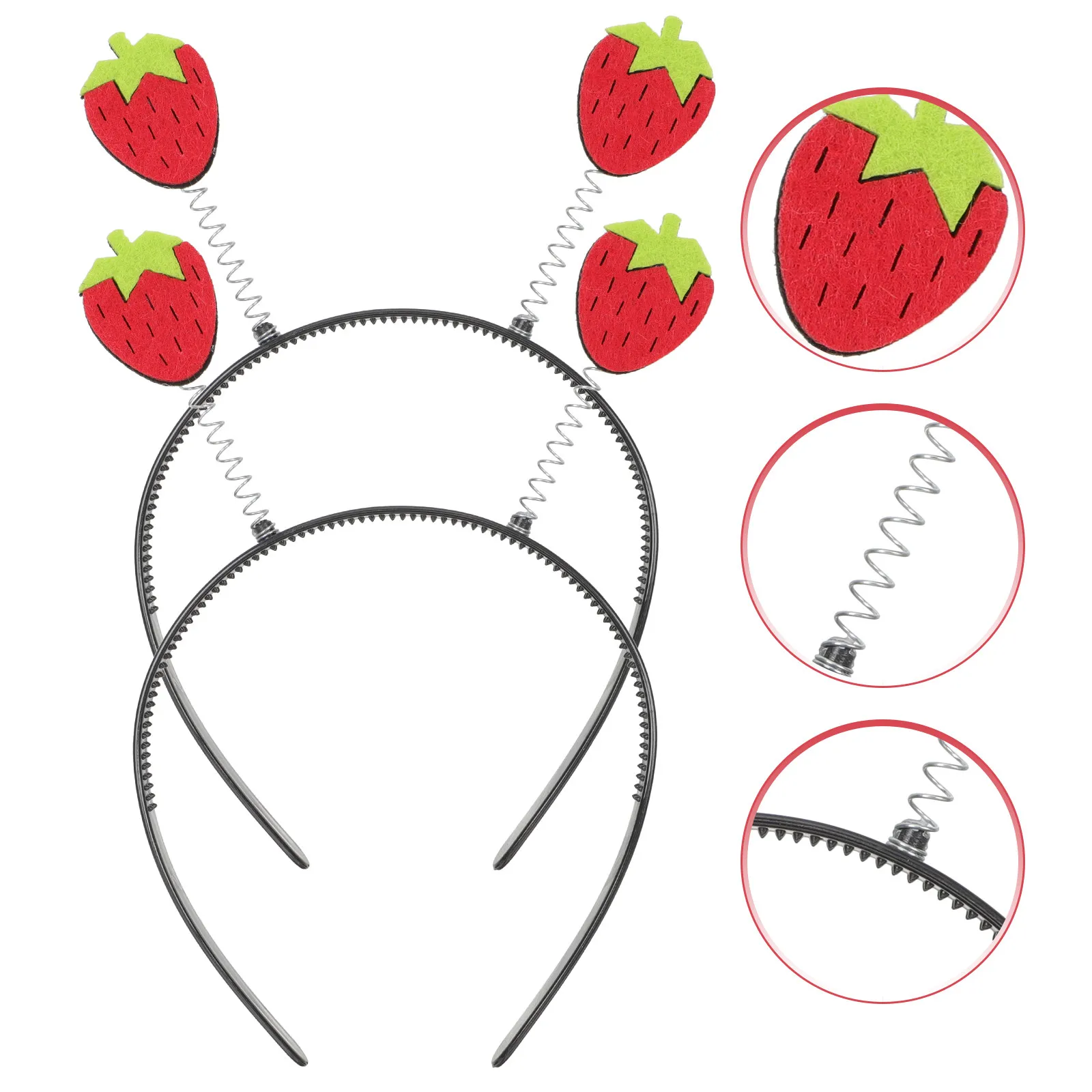 

2Pcs Strawberry Headband Eye-Catching Kids Hair Accessories for Holiday Party Carnival Cosplay Fruits Hairband