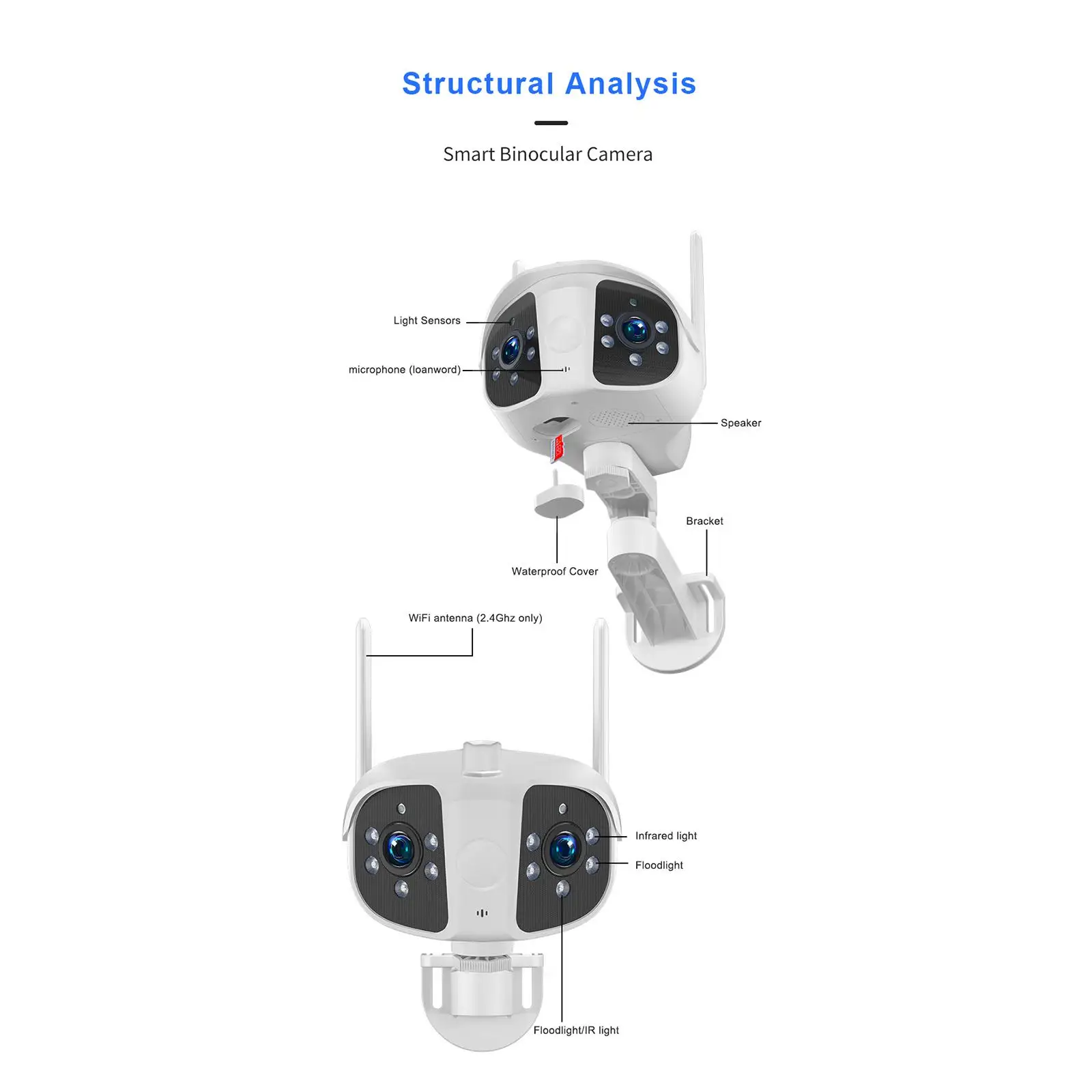 كاميرا مراقبة لاسلكية قابلة للتعديل ، حماية أمنية داخلية ، مراقبة الطفل ، كبار السن ، الحيوانات الأليفة ، شاشة مزدوجة ، IP65 مقاوم للماء