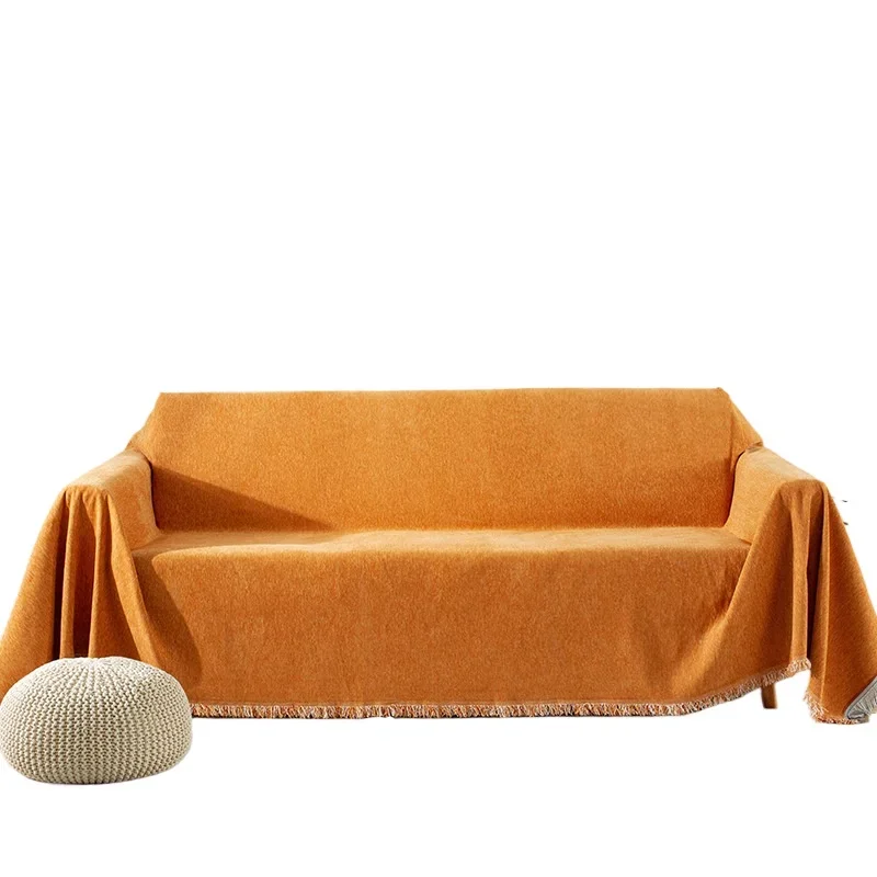 Winter plush non-slip solid color corner sofa cover living room chair sofa cover soft skin-friendly silky smooth