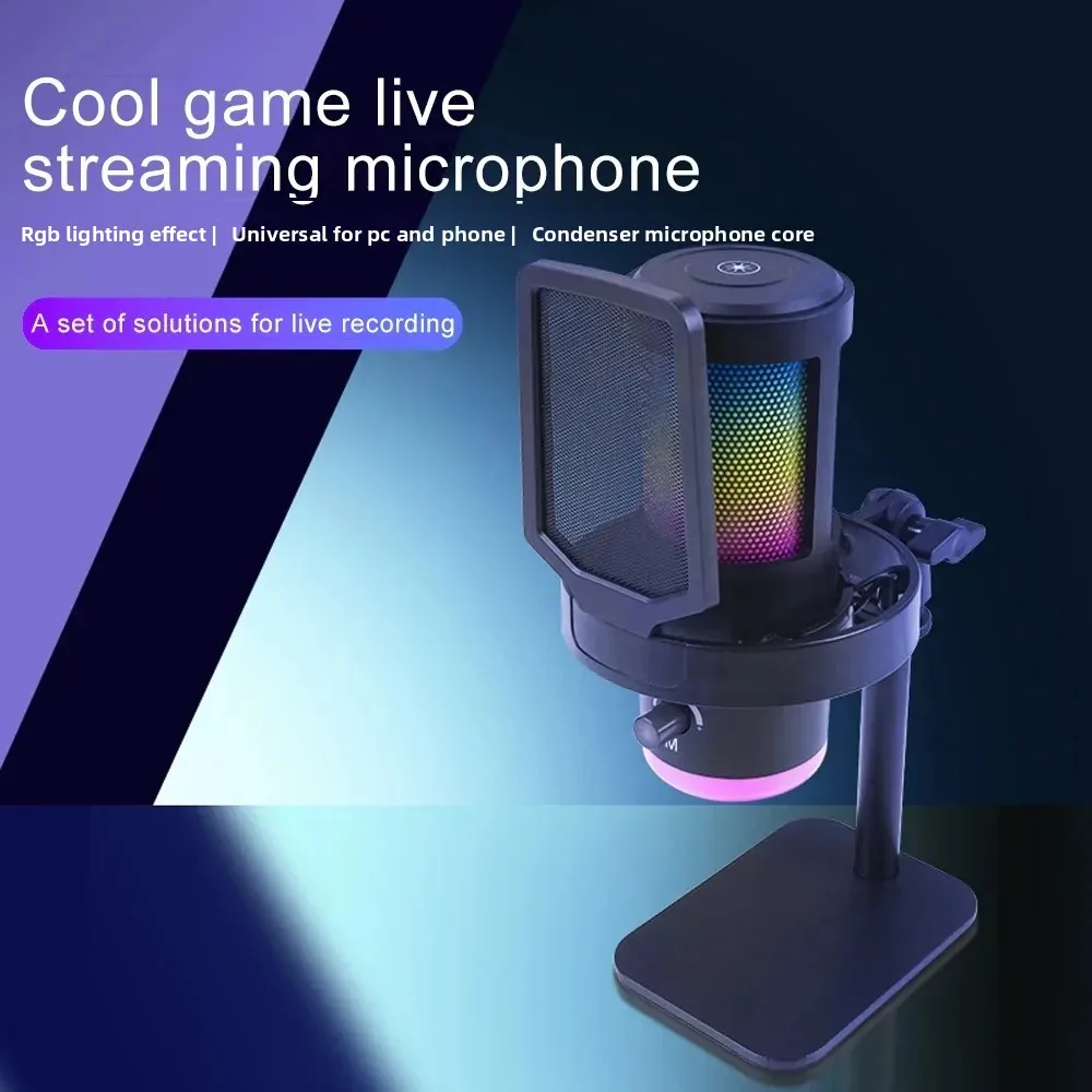 

Haomuren RGB Gaming Microphone USB Dynamic MIC Condenser Noise Reduction MIC for Gamer Streaming Podcasting Youtube