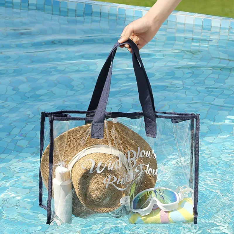 Borsa da nuoto portatile, borsa per cosmetici, borsa per il lavaggio trasparente impermeabile multifunzionale, borsa da spiaggia di grande capacità