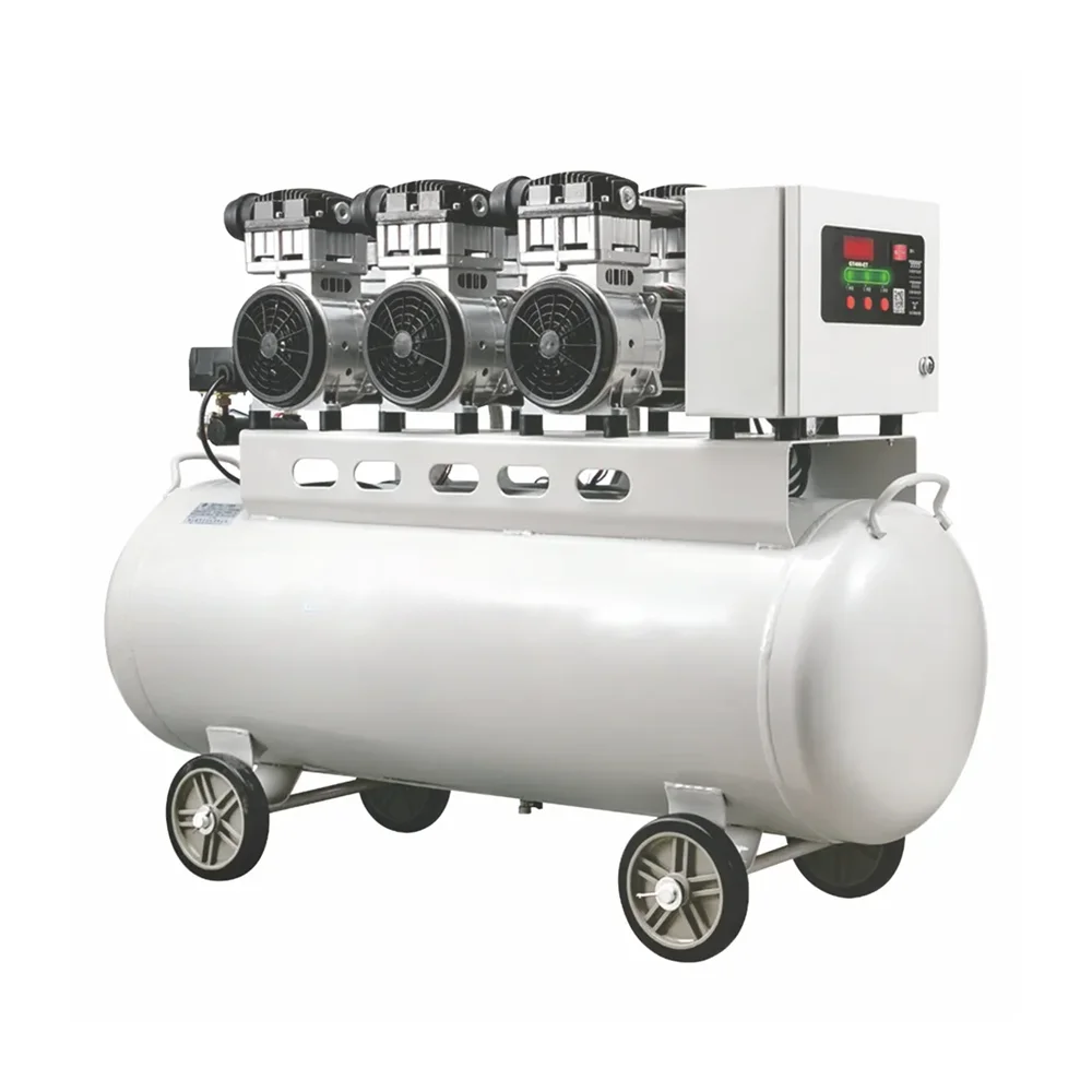 Air Compressor 3 Cylinders Oil Free 300l/min Silent Air-compressor Machines Industrial Air Compressor 100 Liter