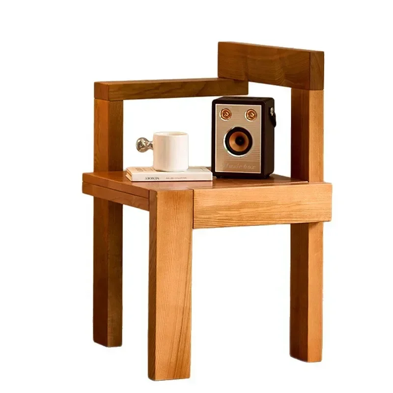 

Medieval solid wood building block chair, simple leisure chair, Italian light luxury dining chair, black