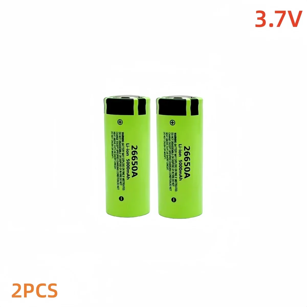 3.7V original high-quality 26650 lithium-ion rechargeable battery, 5000mAh 50A, suitable for LED flashlights and chargers