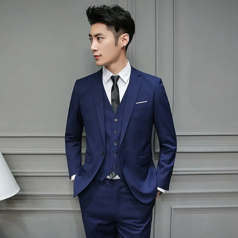 Best men's autumn suit, men's three piece set, Korean version slim fit brother suit groom's suit CL1112