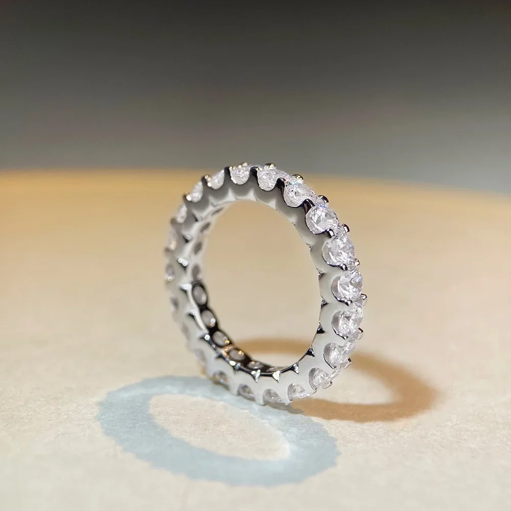 

Роскошные женские кольца из твердой платины PT950 с муассанитом и бриллиантами, полные кольца из четырех когтей, кольцо с бриллиантом