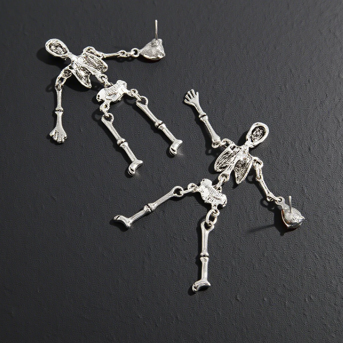Skull Skeleton Dangle Earrings For Women Gothic Dark-style Halloween Metal Bone Frame Unique Spooky Design Punk Pendant Earrings