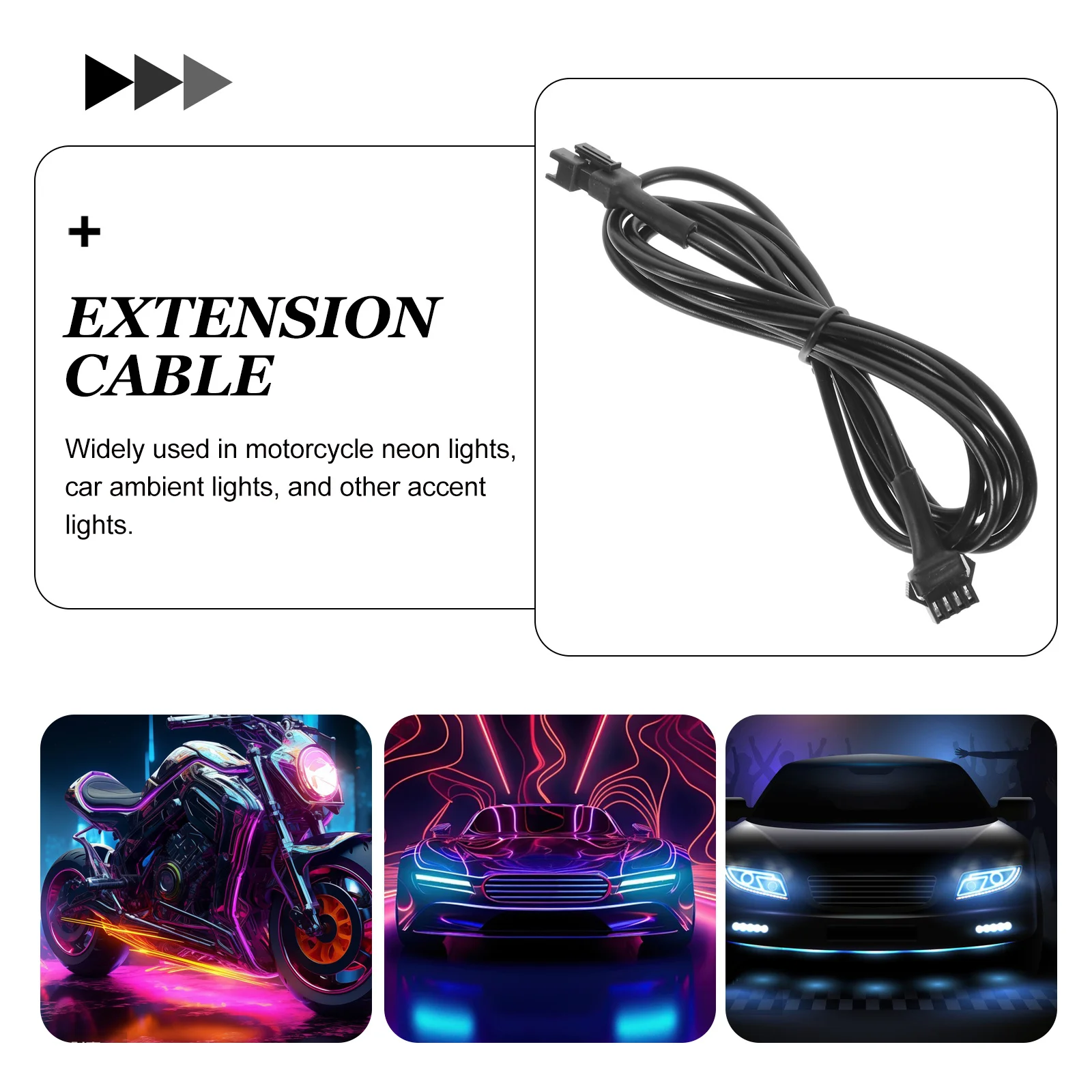 

4Pcs Extension Cable for Neon Lights 4 Pin PVC Insulated LED Strip Extension Cord Car Motorcycle Use LED Light Extensions