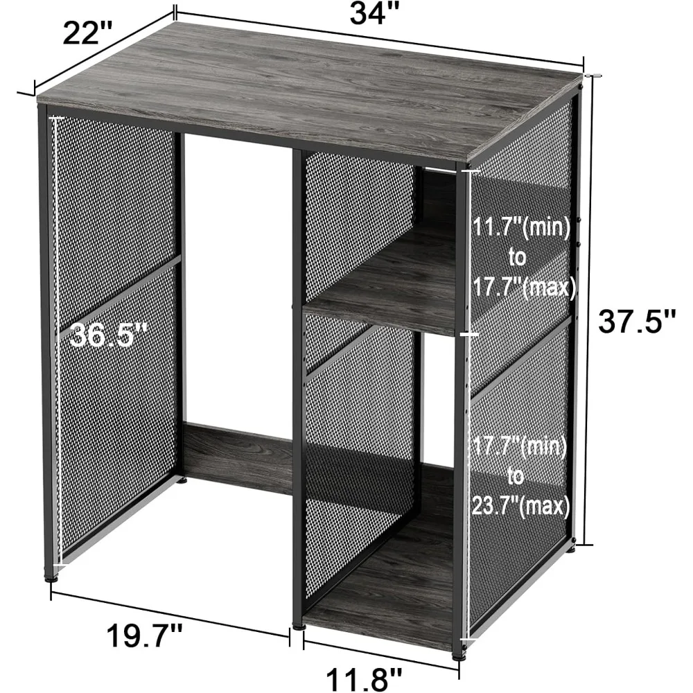 خزانة بار القهوة من 3 طبقات مع مساحة ثلاجة صغيرة، رف خباز بحامل ميكروويف رمادي ريفي شديد التحمل، منظم تخزين المرافق S #3
