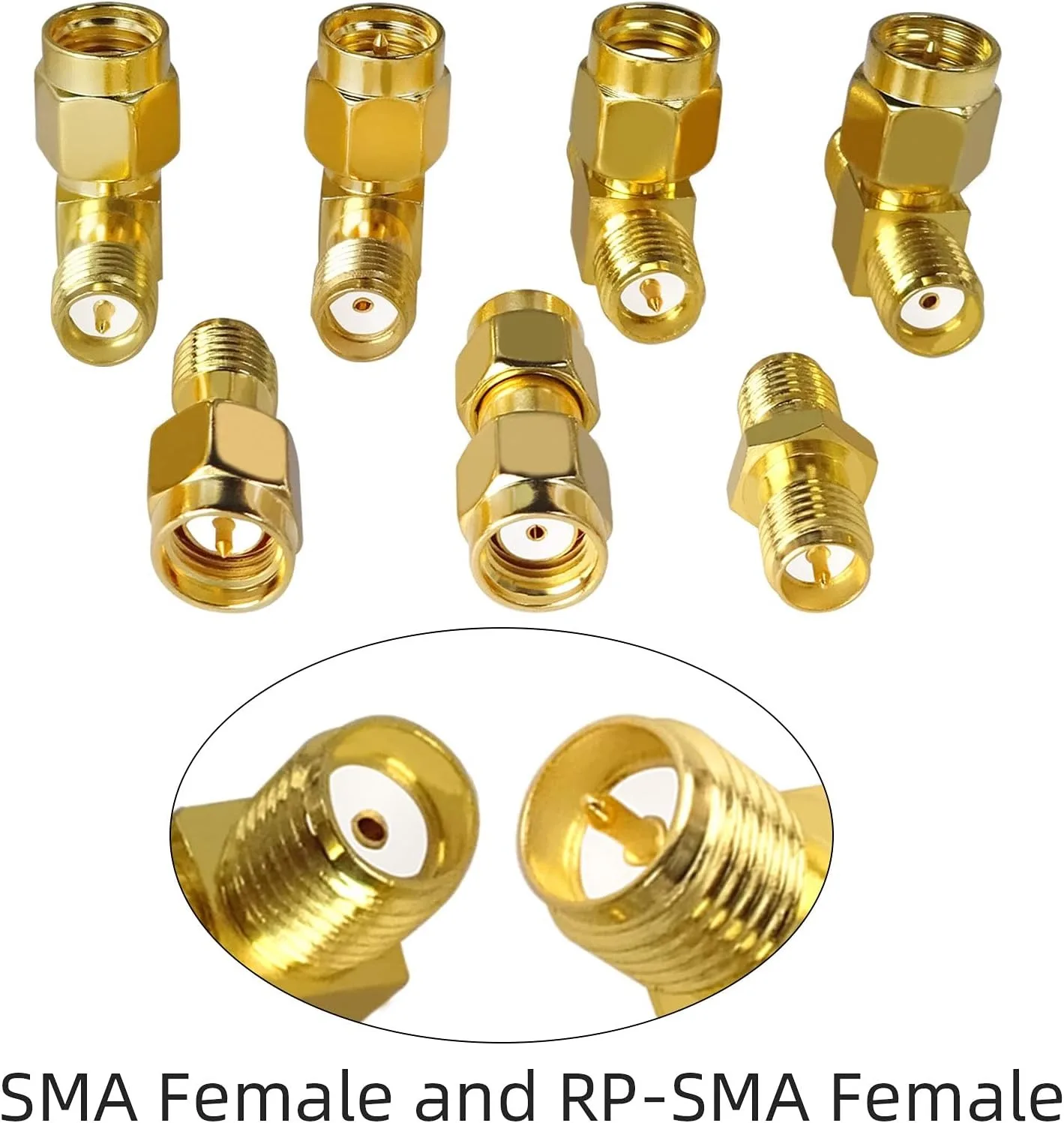 Connettore SMA RP maschio a maschio femmina a femmina Adattatore SMA RF | Ottone placcato oro per antenna, Baofeng, Yaesu, telecamera IP, FPV, audio