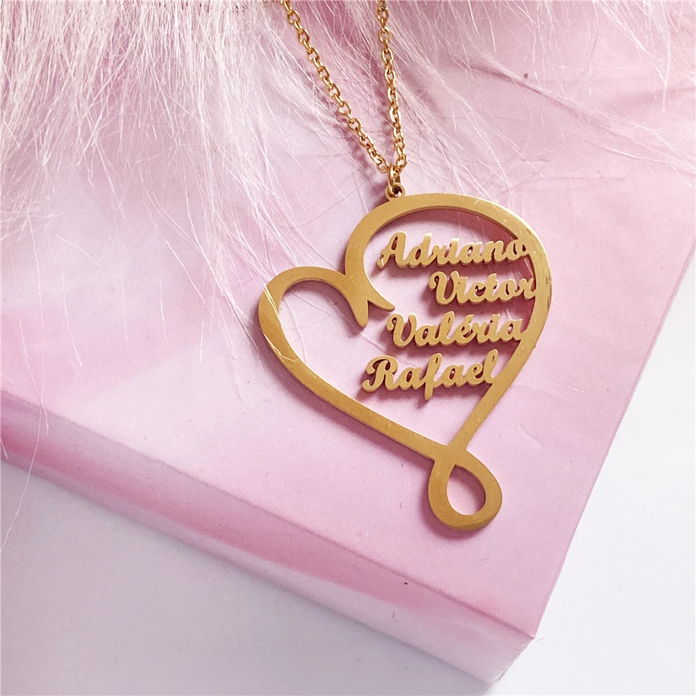 Sipuris Stainless Steel Love Heart Custom Name Necklace for Women Korean Fashion Jewelry Gifts for Lover  Wedding Anniversary