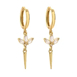 Earstuds Women's 18k Gold Plated Colorful Crystal Zircon Horse Eyes Conical Earrings Popular Fashion Jewelry Lovers' Gift