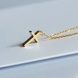 DARHSEN Women 2cm Small Cross Pendant Necklace for Girls Stainless Steel Gold Color Fashion Jewelry