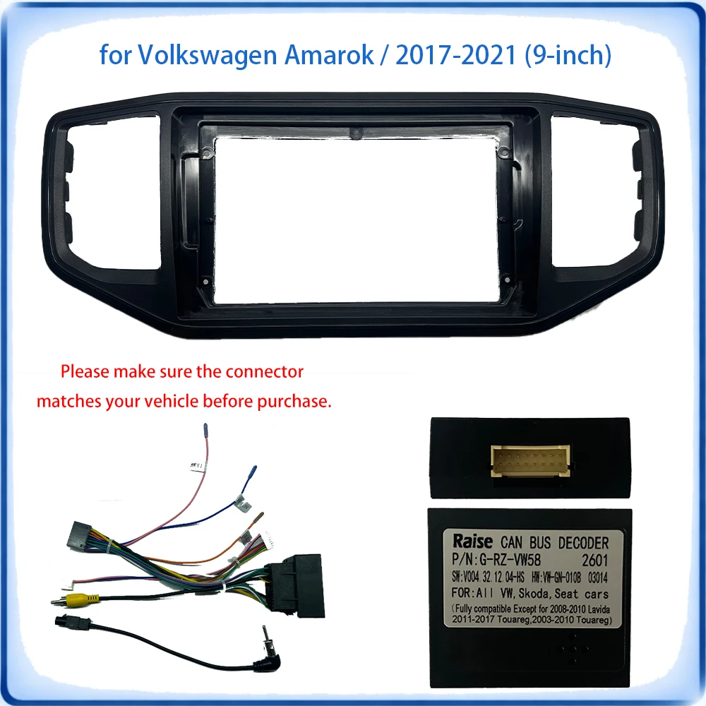 Car Radio Fascia Frame For VW Amarok 2017-2021 9 inch Stereo Panel Canbus Wiring Harness