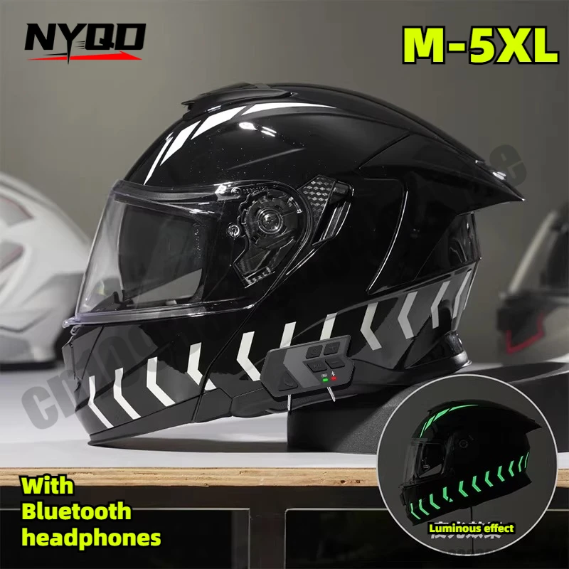 

Мотошлем M-5XL, полнолицевой, с двойным визором, модульный, увеличенный размер, для электромобилей, теплый, защитный, с Bluetooth-наушниками