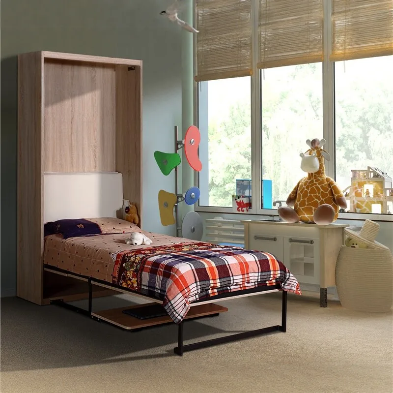 Small Apartment Household Invisible Folding Bed With Desk Integrated Solid Wood Murphy Bed Bottom Turning Wall Bed Wardrobe Hard