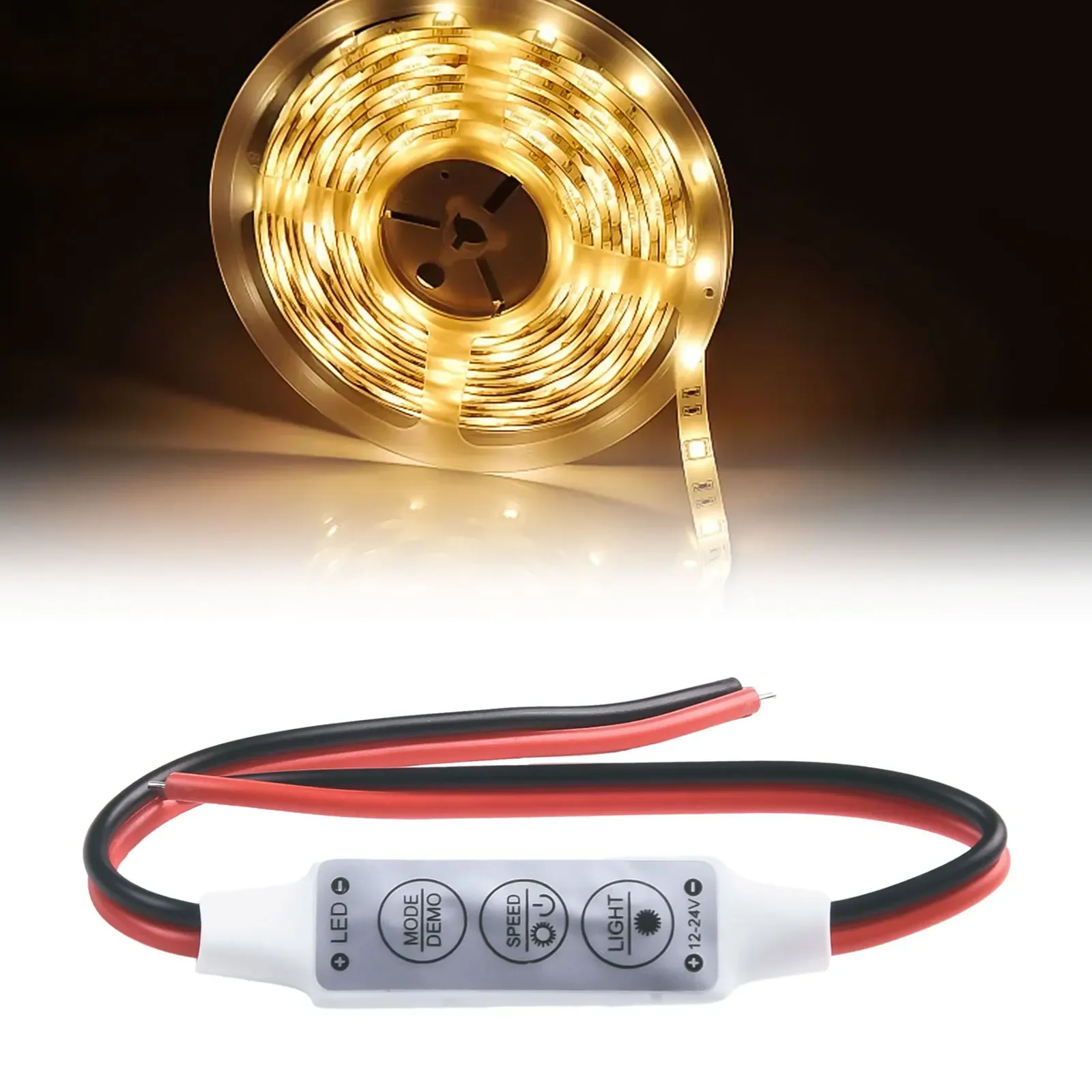 Premium Functionality 12V Mini LED Strip Light Dimmer Controller ON OFF Switch 5 Dynamic Modes Resume Function