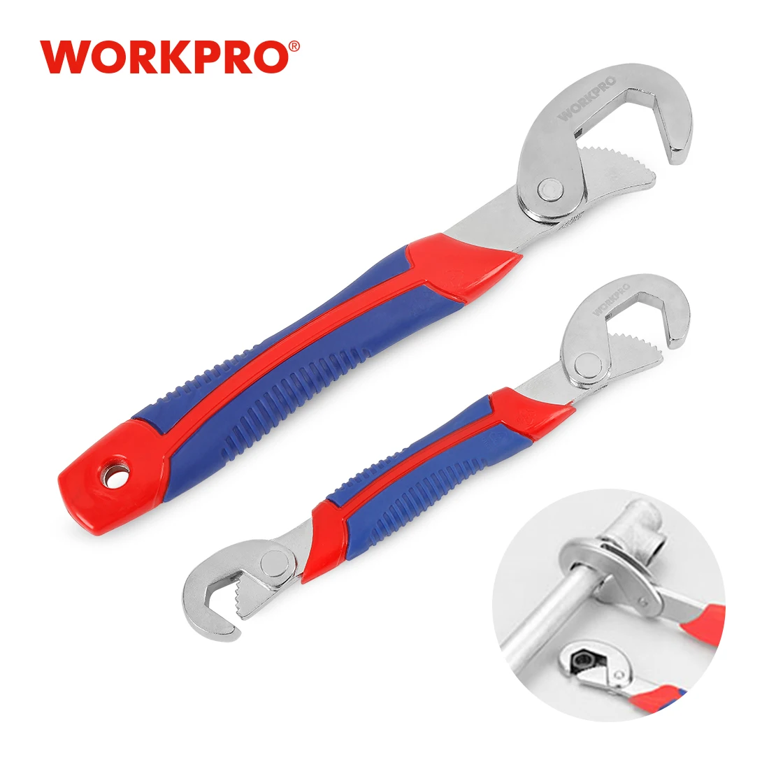 WORKPRO Adjustable Wrench Spanner Set Double End Multi-Function Universal Wrench Quick Snap Soft Grip