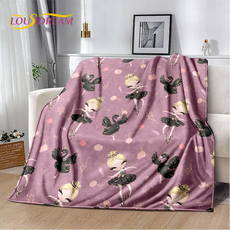 Cute Ballet Girl Ballerina Cartoon Soft Plush Blanket,Flannel Blanket Throw Blanket for Living Room Bedroom Bed Sofa Picnic Kids