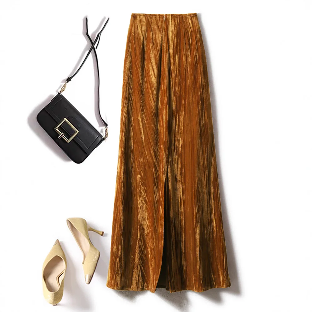 Falda larga acampanada adelgazante fluida de cintura alta nuevo estilo Otoño/Invierno 2025 para mujer