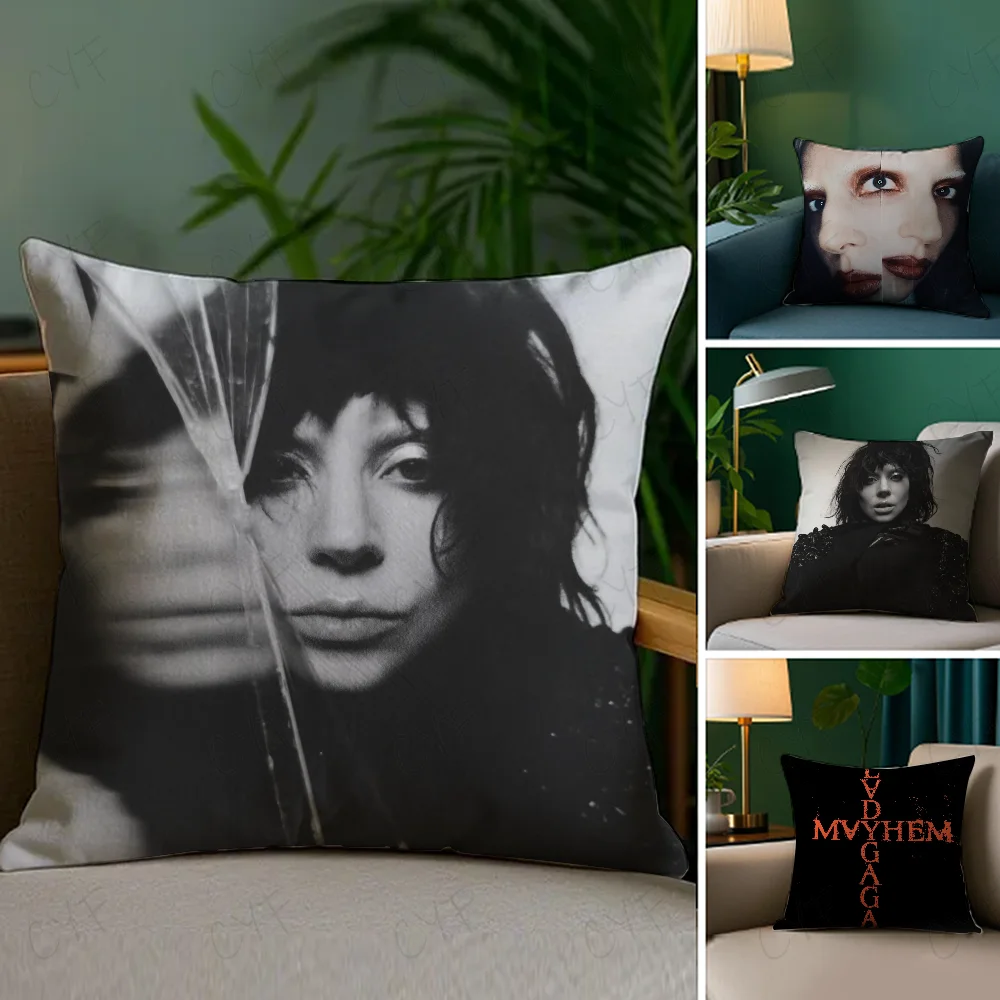 

Singer L-Lady Gaga Mayhem Pillow Case Anti-dustmite Pillowcase Invisible zipper silky short plush Sofa cushion cover