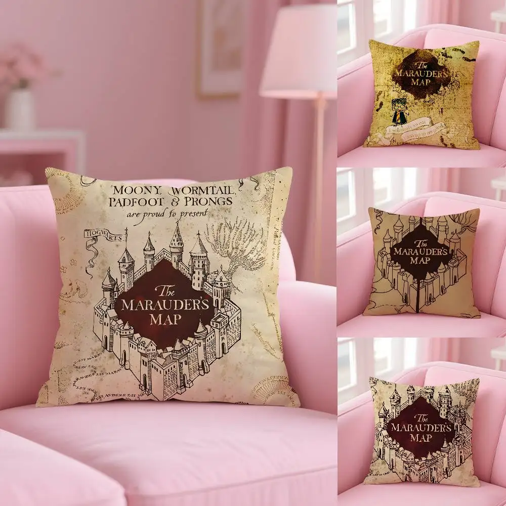 The Marauders Map Pillow Case Pattern Printed Pillowcase for Living Room Sofa Cushion Cover & Bedroom Decor
