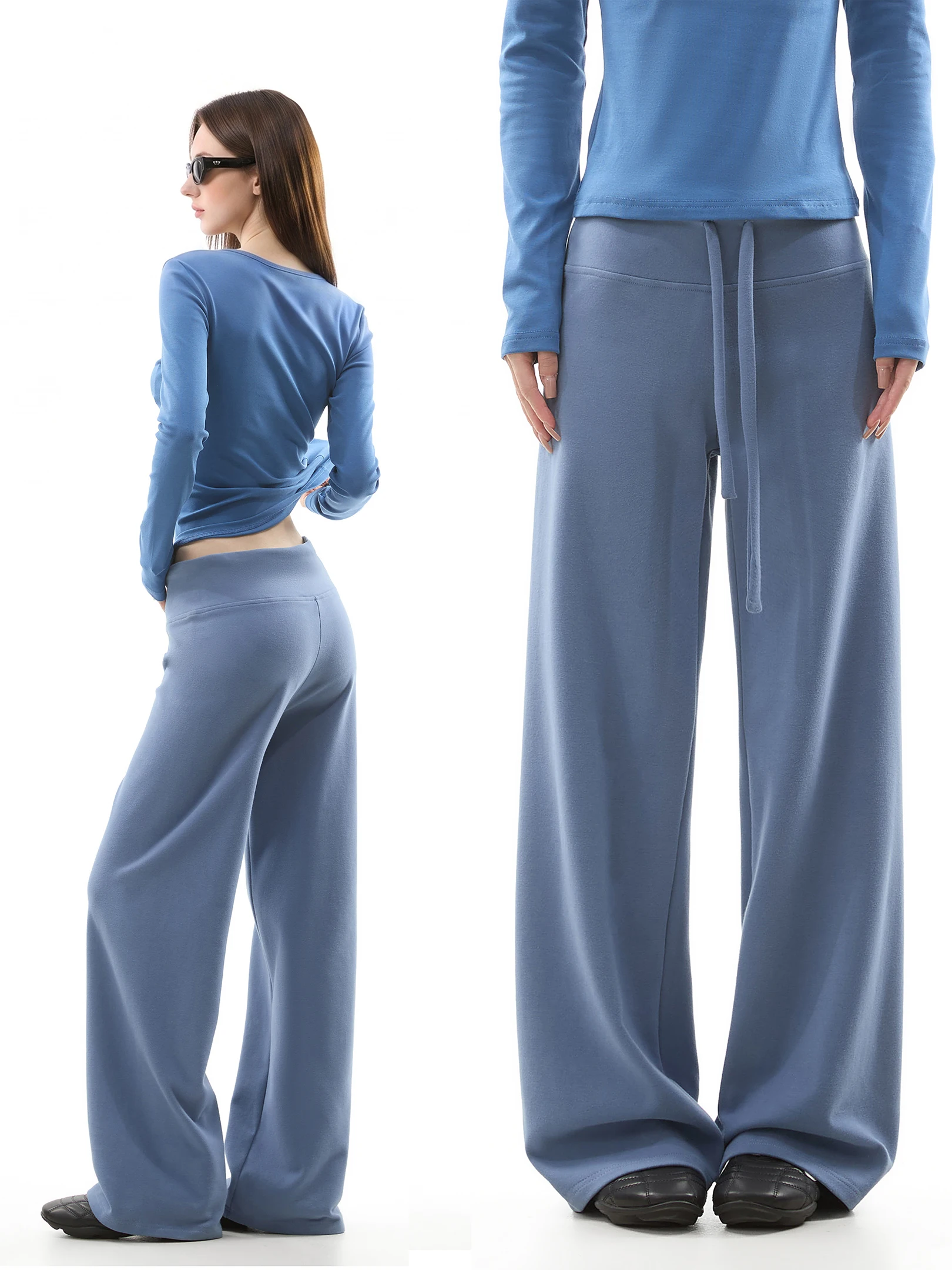 Antibacterial Self-Heating Flared Yoga Pants Women's Autumn Winter Straight Leg Casual Wide Leg Sports Sweatpants Fitness Tro...