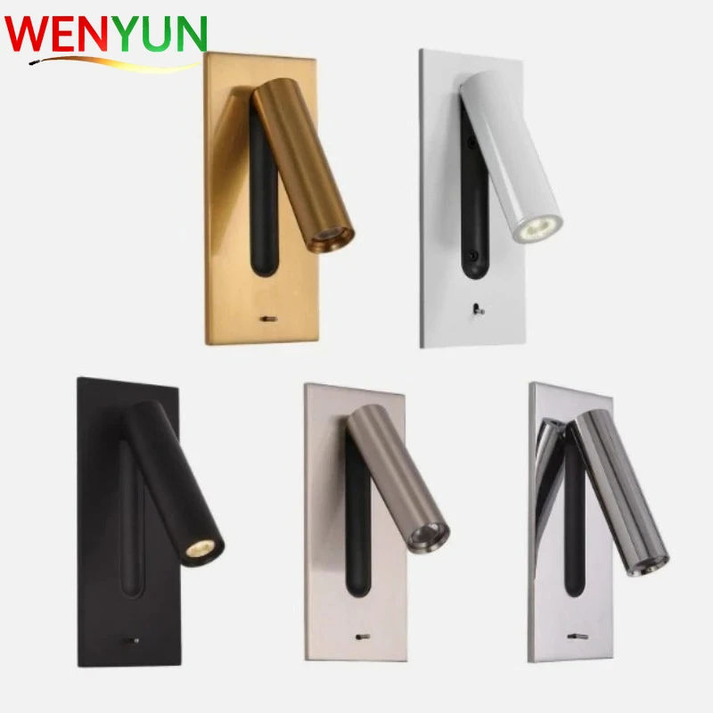 

Настенный светильник WENYUN с подсветкой, USB-зарядкой, поворотом на 350 градусов, регулируемый, для отелей, спален, прикроватных зон, для чтения