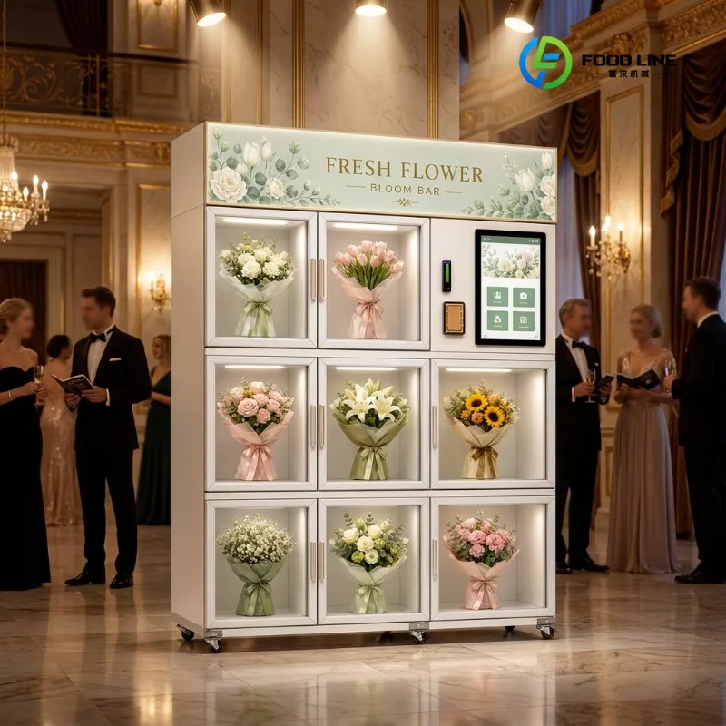 Flower Vending Machine Wholesale Bulk 9-Grid Refrigerated Automatic Fresh Flower Retail Kiosk for Multi-Location Operator Custom