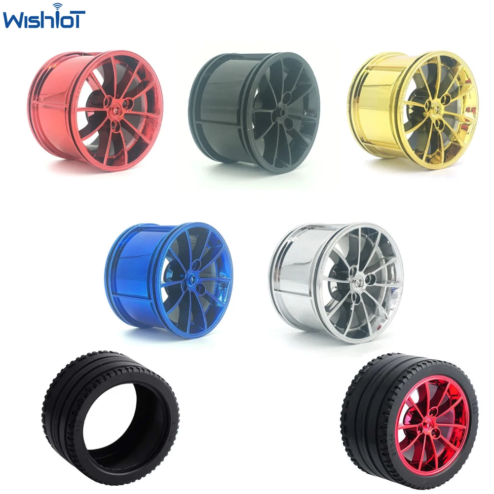 

4PC High-Tech Building Blocks Plating Wheel Hub Tyres Bricks Parts Technology Series Compatible with Bugatti Car Model MOC 20086