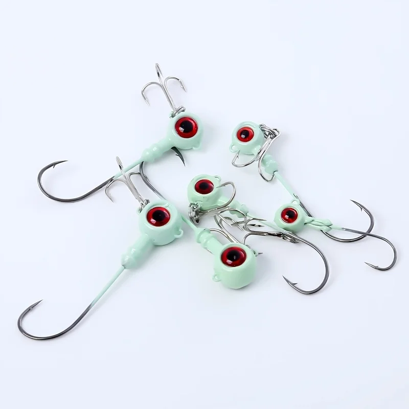 12pcs Big Eye Jig Head Hooks, Double Hooks, Treble Hooks, and Snap Hooks for Fishing, Saltwater Fishing Rig Hooks