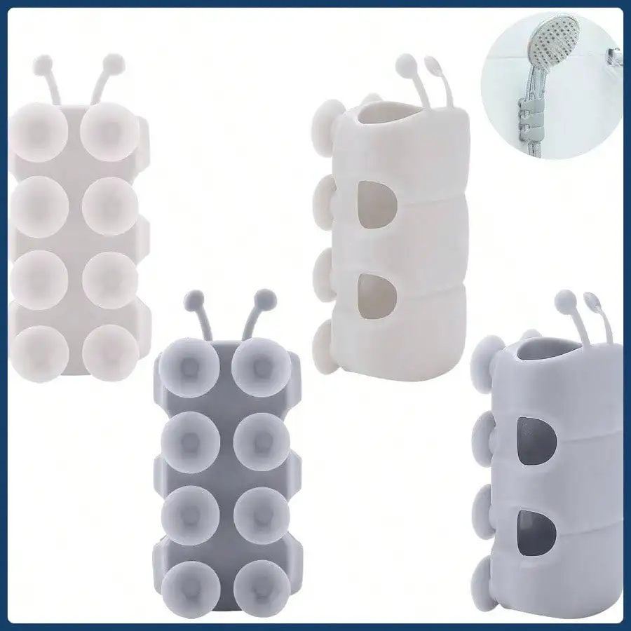 4個入りシリコンシャワーホルダー、ユニバーサル取り外し可能なシャワー吸盤ホルダー、壁掛け、調整可能