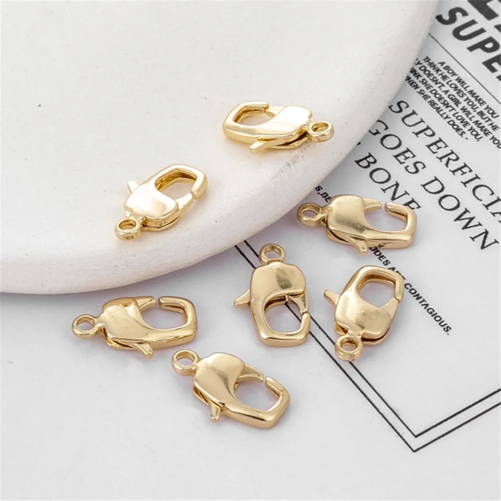 14k ouro lagosta fivela, primavera fivela, peixe cauda fivela, pulseira, colar, saco de conexão, DIY acessórios