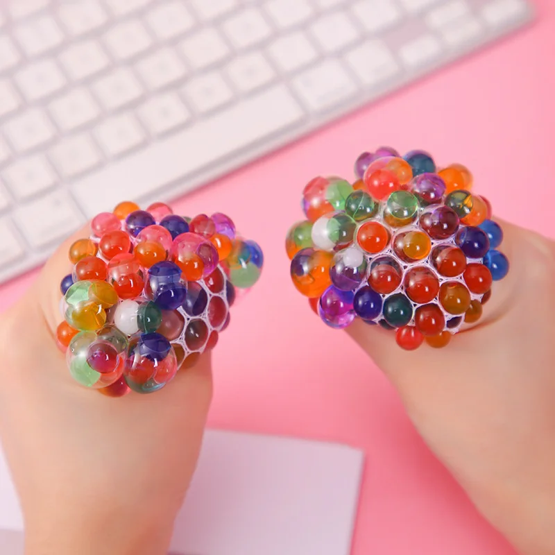 6cm 어린이 이국적인 핀치 레인보우 비드 압력 감소 볼 벤트 볼 감압 장난감 TPR 핀치 르 포도 공 성인 장난감