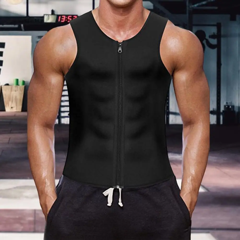 

Men Shape Bodybuilding Vest O-Neck Sports Waistcoat Ventilation Running Sweat-Resistant Waistband Yoga Workout Sweat Clothes