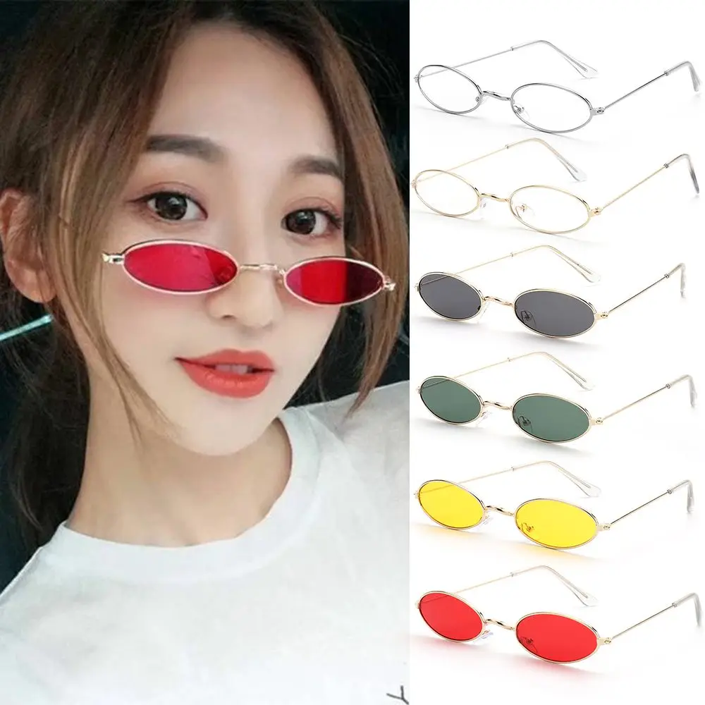 

Retro Accessories Small Frame Vintage Shades Sun Glasses Oval Sunglasses 2024 New Trendy Eyeglasses Round Female Shades Eyewear