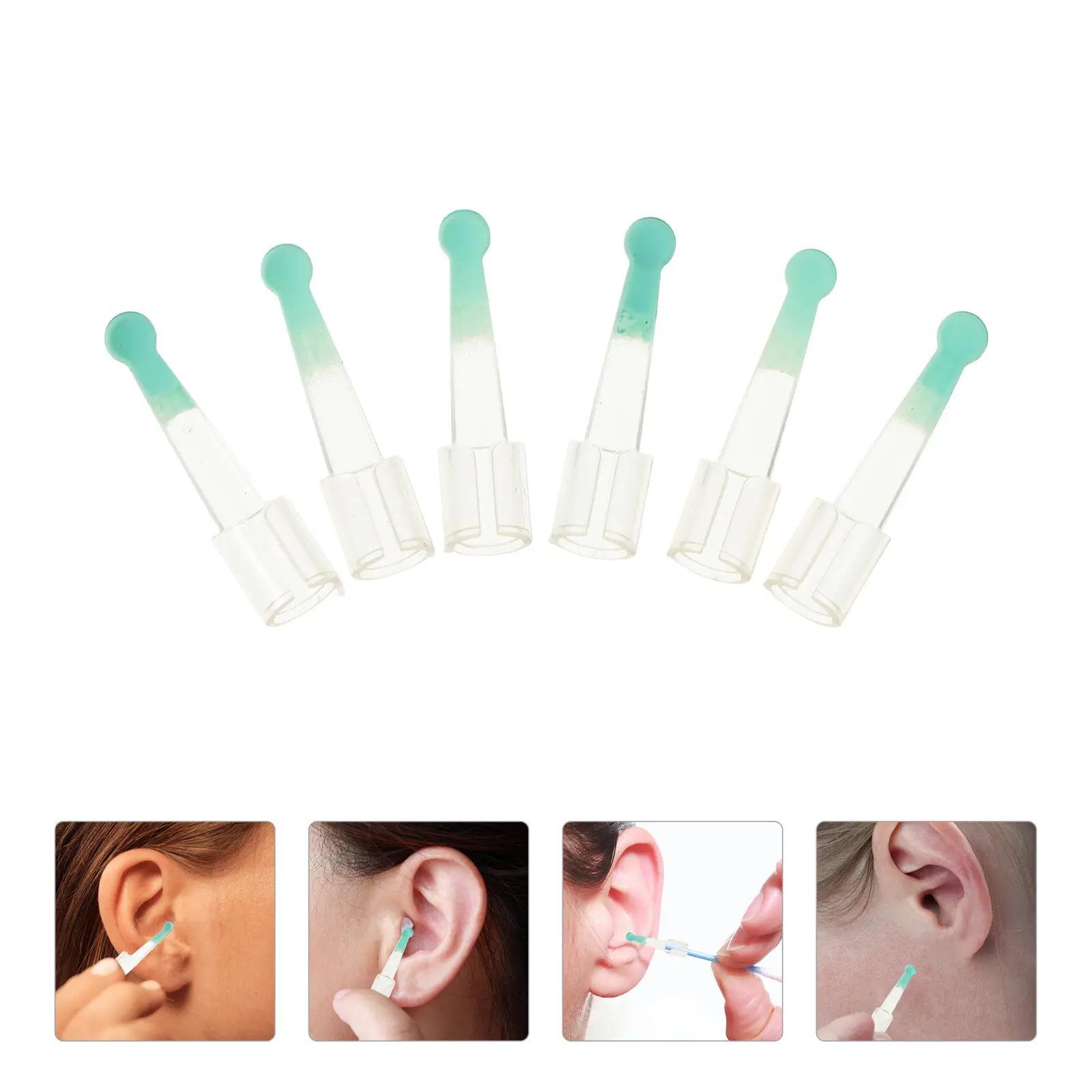 6Pcs Ear Scoop Reusable Silicone Replacement Heads Transparent Earwax Removal Spoon Tips Ear Cleaning Accessory Safe Easy Use