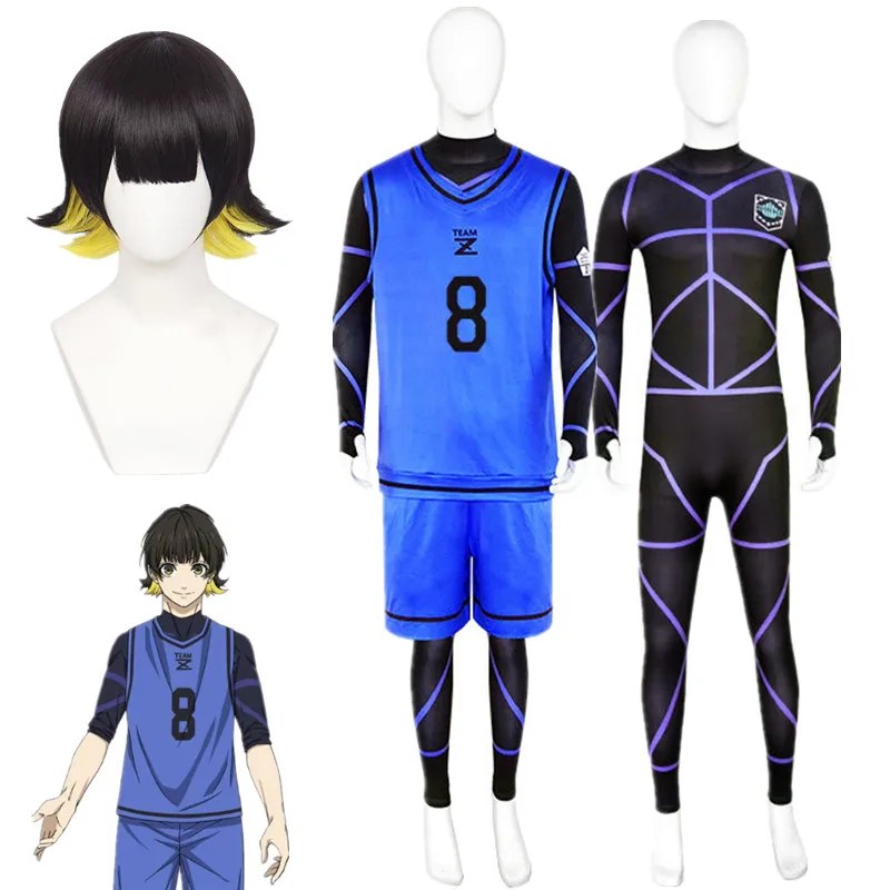 

Anime Blue Lock Bachira Meguru Cosplay Costume Football Jersey Sportswear Uniform Bodysuit Halloween Christmas Party Clothes