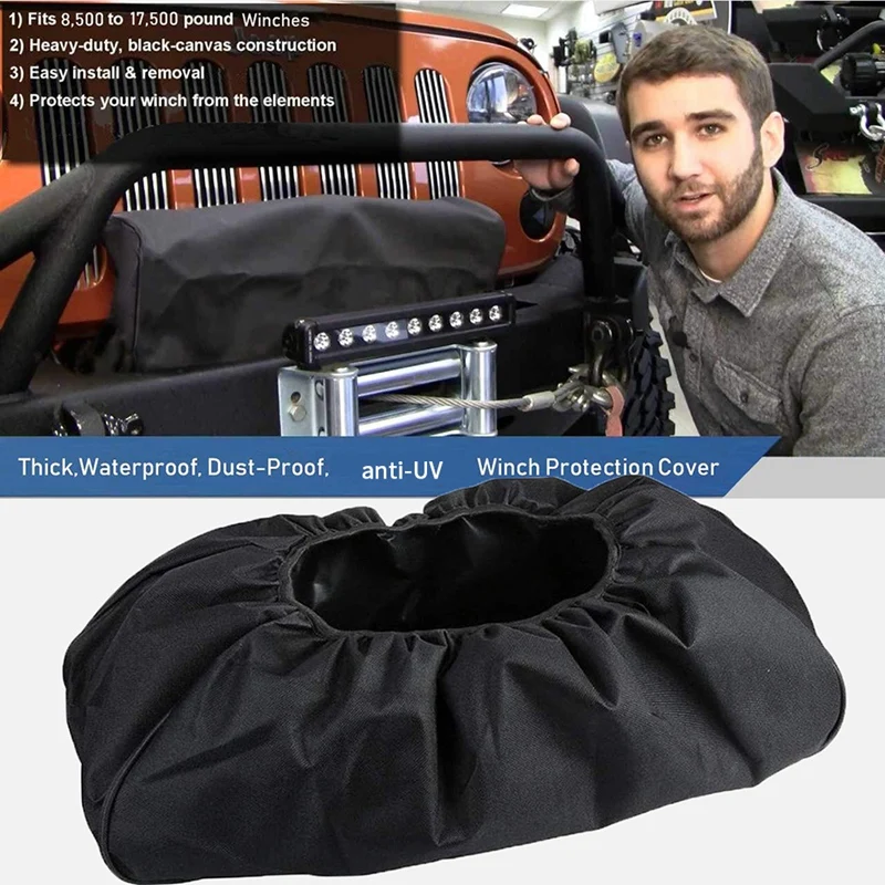 Heavy Duty Winch Cover Waterproof Winch Cover Dust-Proof Winch Protection Cover Perfect For Electric Winches For Indoor/Outdoor