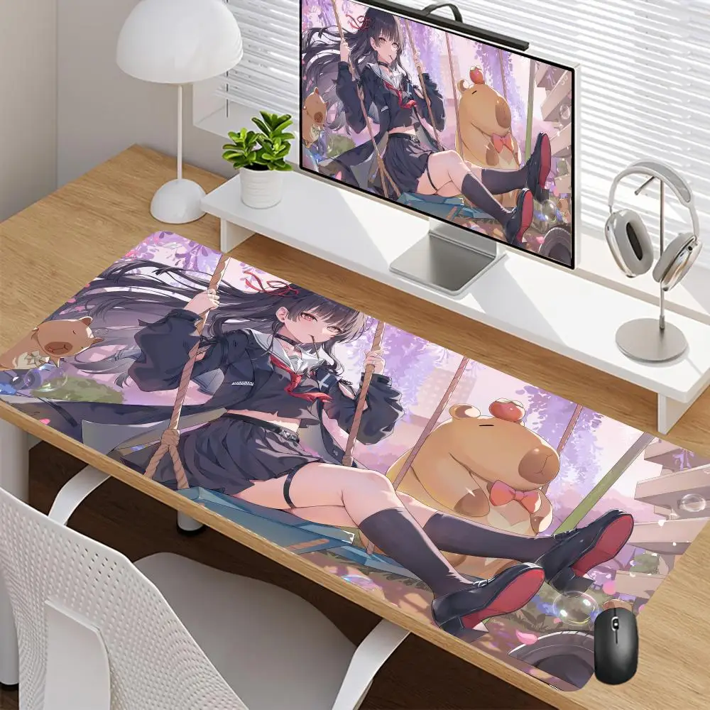

Chisa Wuthering Waves Mousepad Kawaii Gaming Anime Girl Mouse Pad Non-slip Rubber Keyboard HD Printing overlock offices desk mat