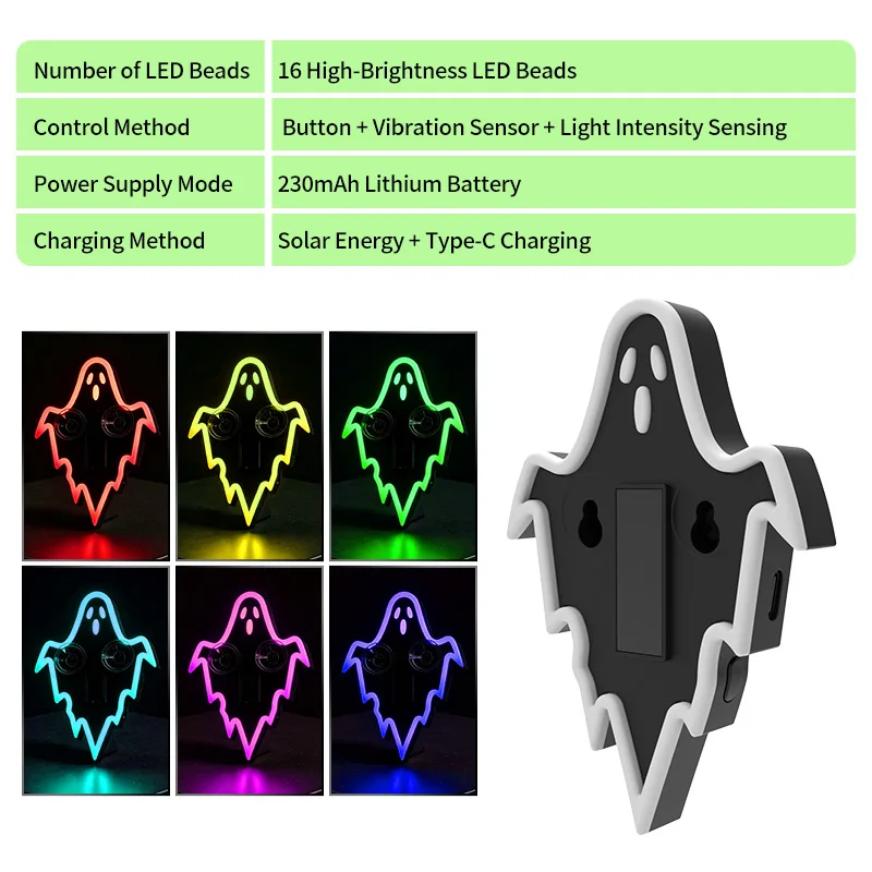 Solar Car Halloween Devil's Eye LED Atmosphere Light Car Rear Window Light Ambient Lamp Halloween Decoration Car Decor Light