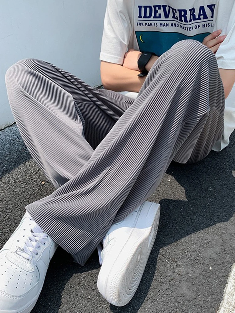 

Мужские летние спортивные брюки из ледяного шелка: тонкие, дышащие, с эффектом прохлады, свободного кроя, широкие, прямые, повседневные, длинные