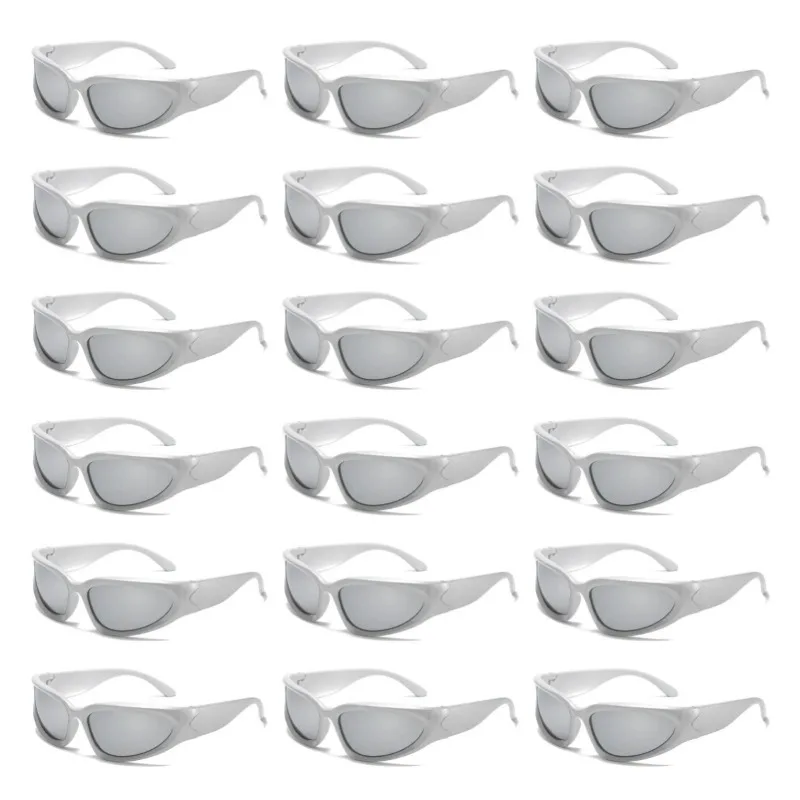 

18pcs Unisex Y2K Cyberpunk Cool Black Silver Sunglasses for Men Women Stylish Future Science Lens Cycling Eyewear