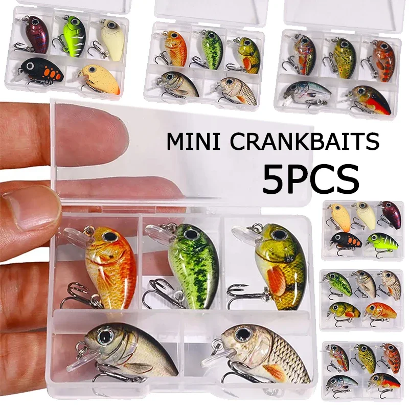 5Pcs Mini Fishing Lure Set 3cm 2/1.5g Artificial Fish Baits Topwater Crankbaits Wobblers Crank For Bass Fishing Swimbait Pesca