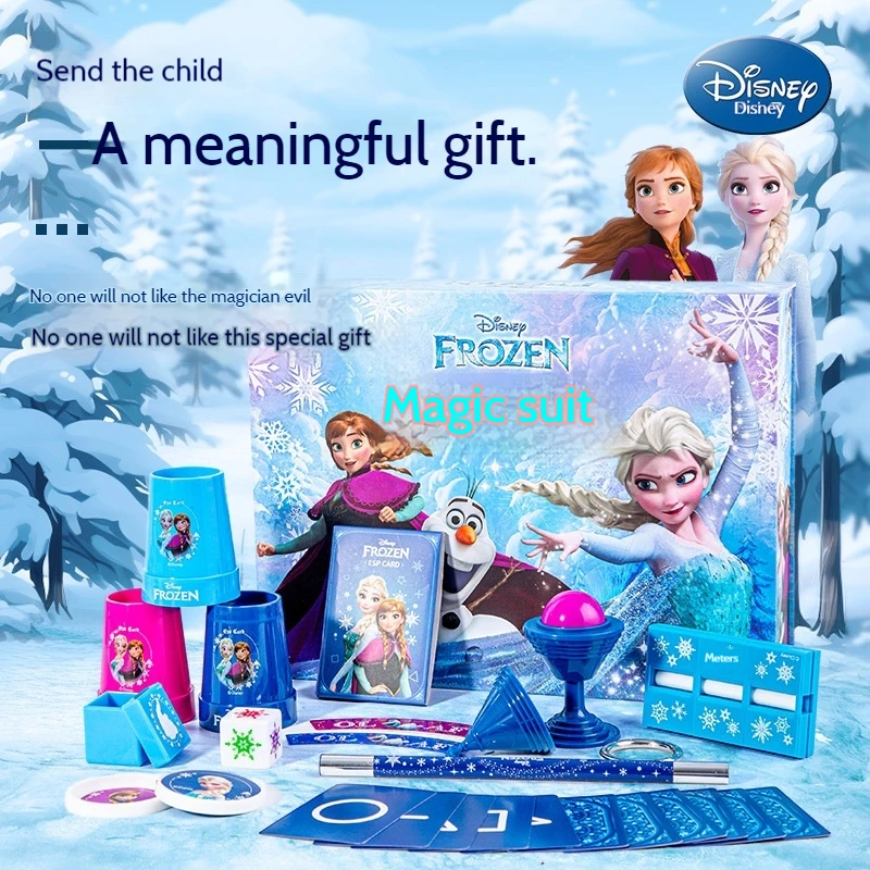 Disney Child Princess Frozen Elsa Stage Magic Set With Magic Wand Magic Trick Professional For Kids Magical Performance Gifts