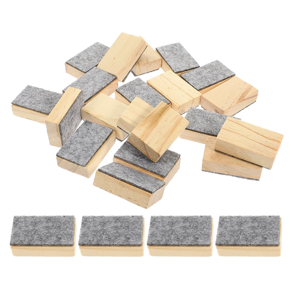 Gommes à tableau noir en feutre de bois, 24 pièces, petit nettoyeur de tableau noir Portable pour salle de classe, enseignant, bureau, usage domestique, réduction de la poussière