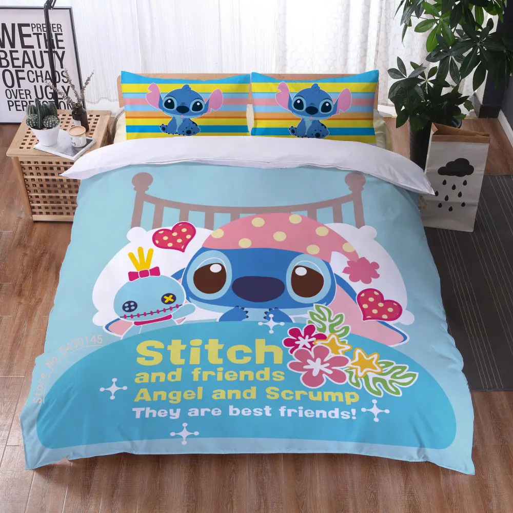 

Disney Stitch Bedding Set Duvet Cover Sets Cartoon Bedspread Single Twin Full Queen King Size Bedclothes Kids Boys Girl Gift