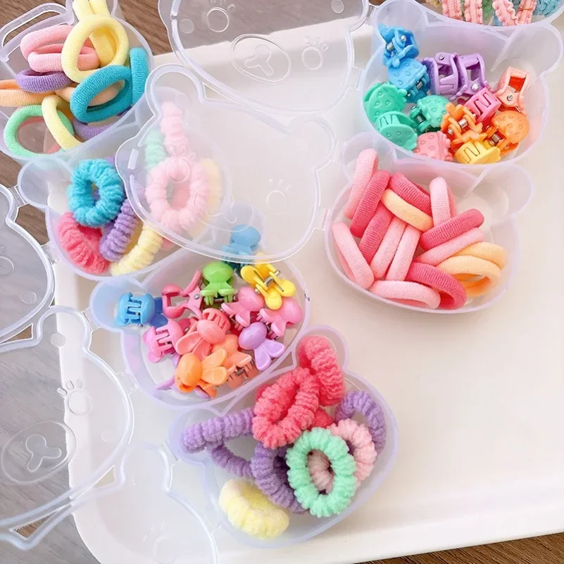 4 Box Colorful Hair Accessories set Girls Hair ties Hairclips Gift Box Cute small size hair rubber bands Baby Hairpins Headwear