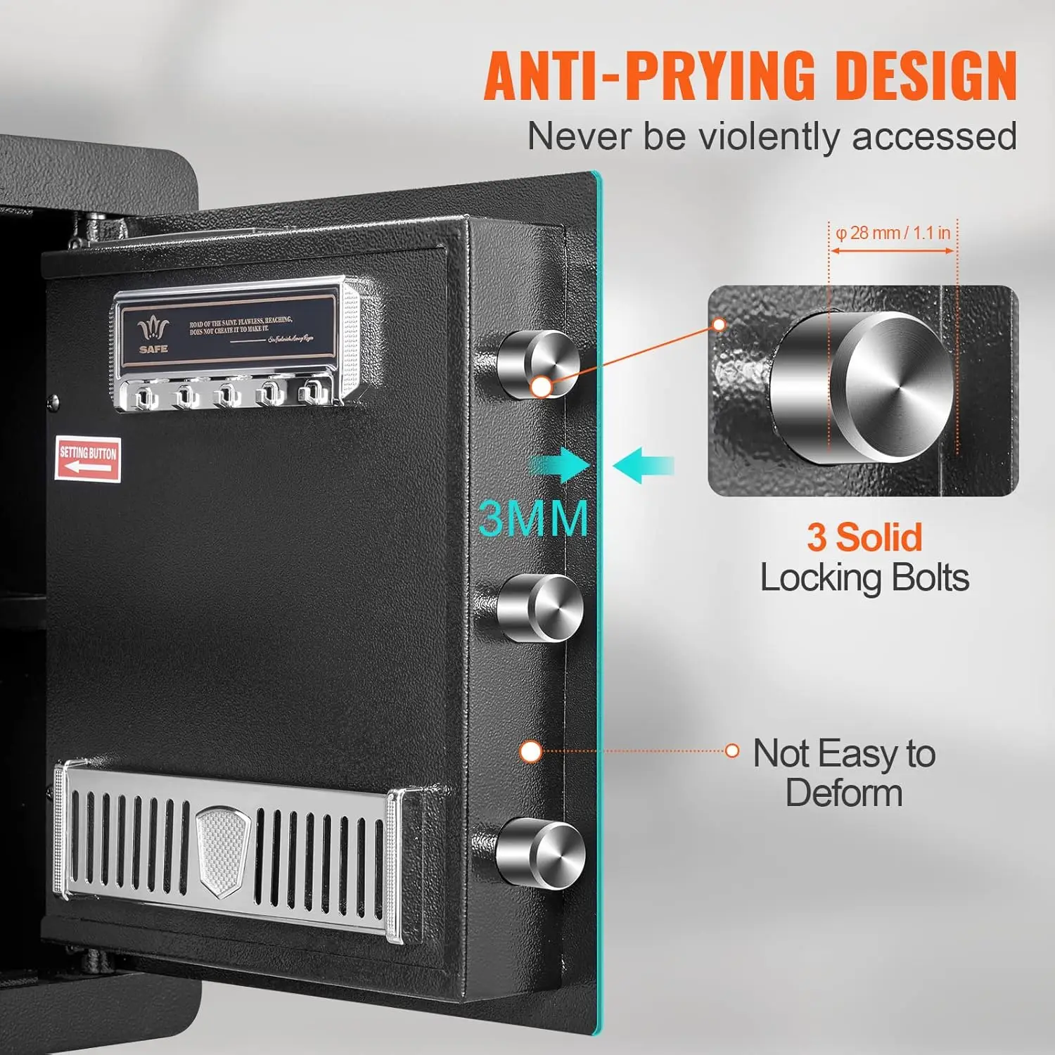 Safe Box with Digital Keypad and 2 Keys, 1.8 Cubic Feet Home Safe, Steel Security Cabinet, with Fire-proof Bag, Protect Cash, Go