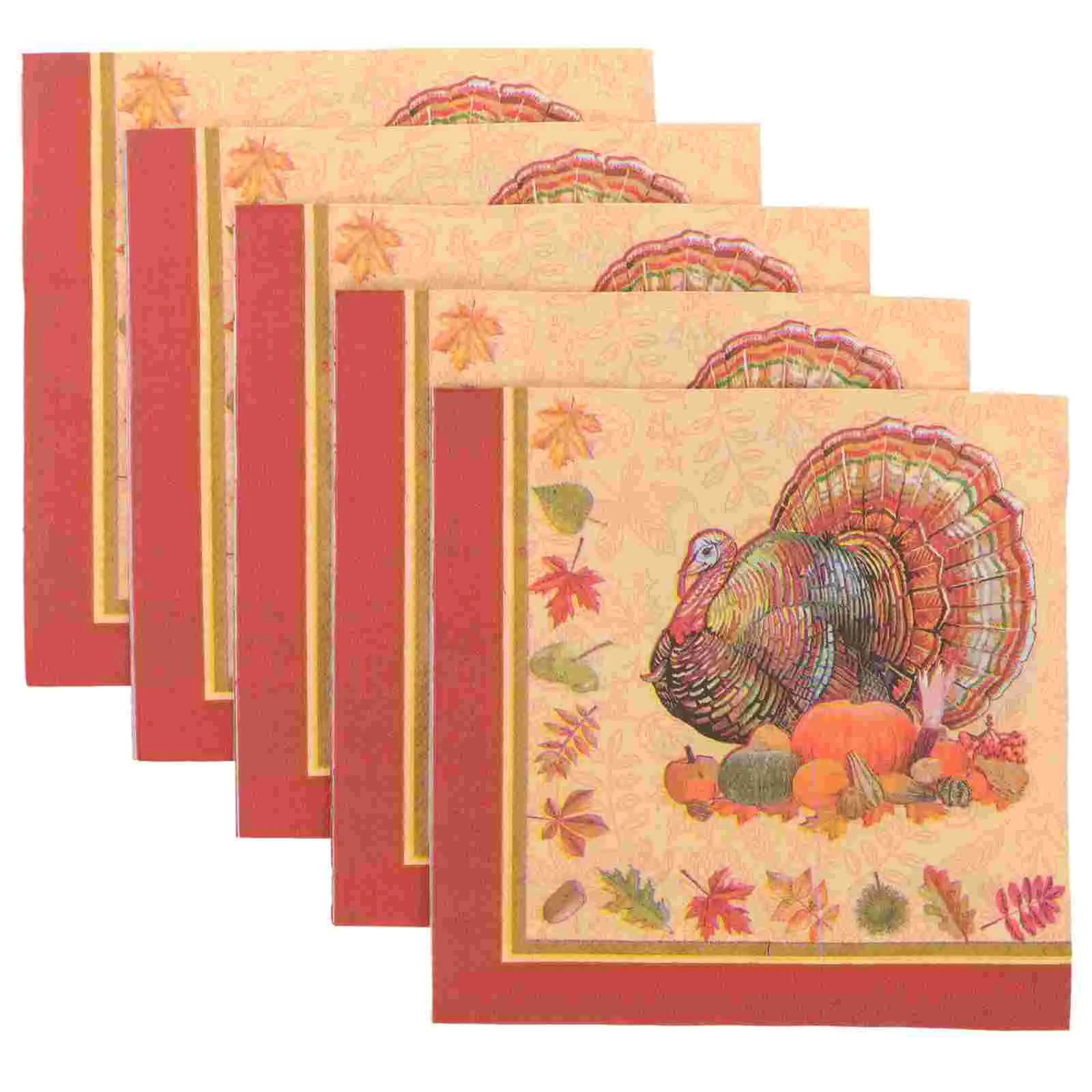 40pcs Thanksgiving Day Printed Napkins Cartoon Turkey Tissue Dinner Paper Towel Party Supplies (Pattern 2)